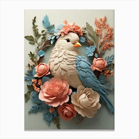 Bird With Flowers 1 Canvas Print