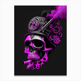 Skull With Psychedelic Patterns Pink 1 Stream Punk Canvas Print