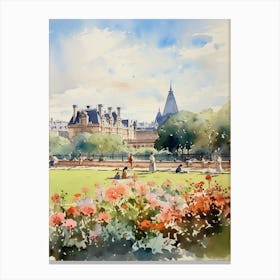 Tuileries Garden France Watercolour Painting 1  Canvas Print