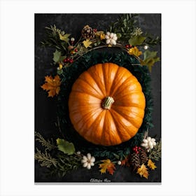 A Digital Render Of A Thanksgiving Themed Art Design Capturing An Overhead View Of A Large Round Pu (5) Canvas Print