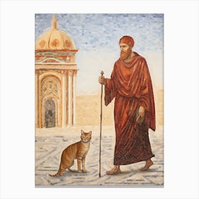 Mosaic Cat & Monk Canvas Print