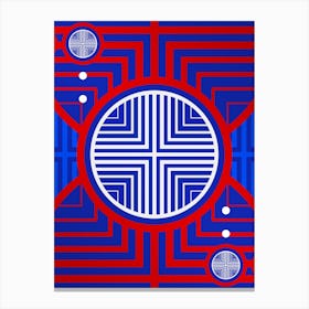 Geometric Abstract Glyph in White on Red and Blue Array n.0066 Canvas Print