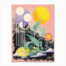 Abstract Botanical Collage Risograph Style 1 Canvas Print