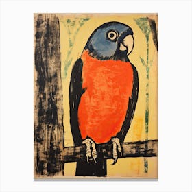 Parrot, Woodblock Animal  Drawing 2 Canvas Print