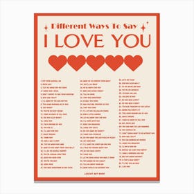 Different Ways To Say I Love You Canvas Print