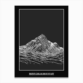 Beinn Ghlas Mountain Line Drawing 1 Poster Canvas Print
