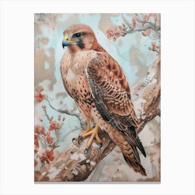 Hawk In Blossom Falcon Bird Wildlife Canvas Print