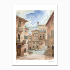 Siena, Tuscany, Italy 2 Watercolour Travel Poster Canvas Print