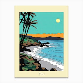 Poster Of Minimal Design Style Of Maui Hawaii, Usa 2 Canvas Print