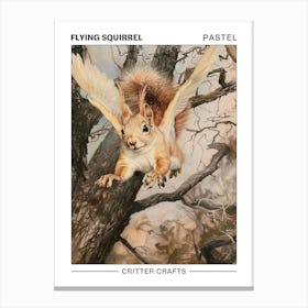 Flying Squirrel Pastel Watercolour 2 Poster Canvas Print