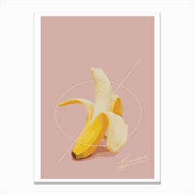 Banana with Pink Background Canvas Print