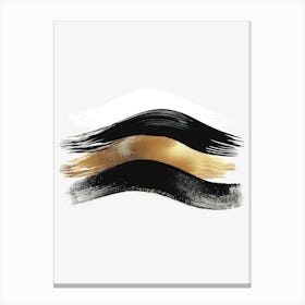 Gold And Black Brush Strokes Canvas Print Canvas Print