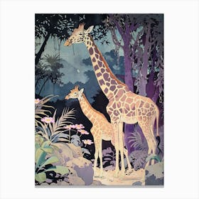 Sweet Giraffe Colourful Illustration 1 Canvas Print