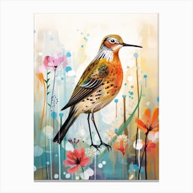 Bird Painting Collage Dunlin 4 Canvas Print