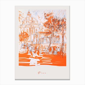 Pisa Italy Orange Drawing Poster Canvas Print