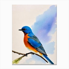 Bluebird Watercolour Bird Canvas Print