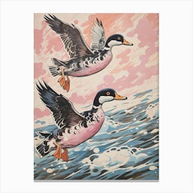 Vintage Japanese Inspired Bird Print Wood Duck 2 Canvas Print