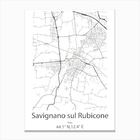 Savignano Sul Rubicone,Italy Minimalist Map Canvas Print