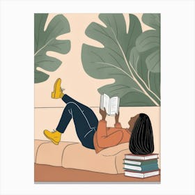 Illustration Of A Woman Reading A Book Canvas Print