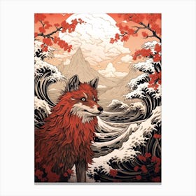 Red Fox Japanese Illustration 2 Canvas Print