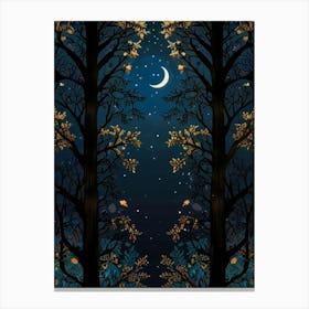 Night Sky With Trees And Moon Canvas Print