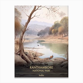 Ranthambore National Park India Watercolour 1 Canvas Print