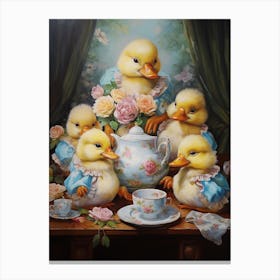 Ducklings At A Traditional Afternoon Tea 2 Canvas Print