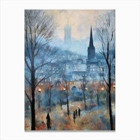 Winter City Park Painting Princes Street Gardens Edinburgh Scotland 1 Canvas Print