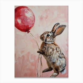 Cute Rabbit 5 With Balloon Canvas Print