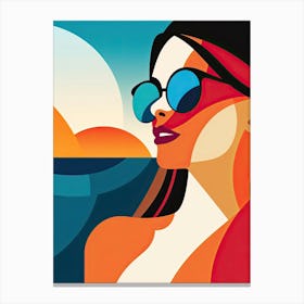 Malibu Beach California, Usa, Bold Outlines 2 Canvas Print