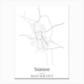 Svatove,Ukraine Minimalist Map Canvas Print