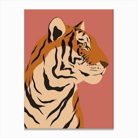 Jungle Safari Tiger on Rose Canvas Print