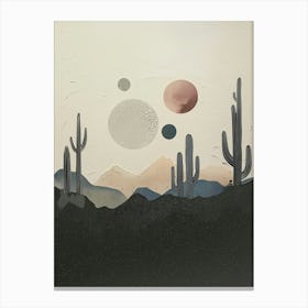 Desert Mountains Minimalist Boho Silhouette Paper Moon Art Canvas Print