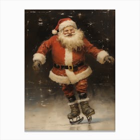 Santa Claus Skating Canvas Print