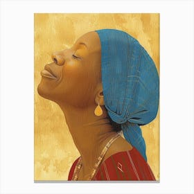 African Woman With Blue Turban Canvas Print