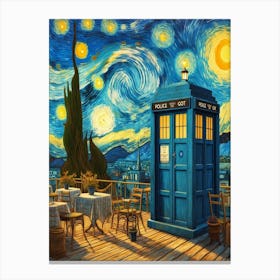 Tardis On The Terrace At Arles - Van Gogh inspired Art Print 4 Canvas Print