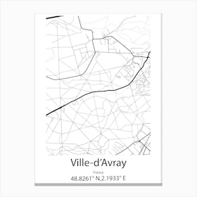 Ville D Avray,France Minimalist Map Canvas Print