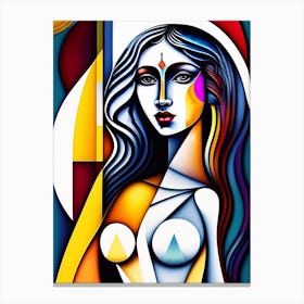 Abstract Geometric Cubism Woman Portrait Pablo Picasso Style (15) Canvas Print