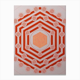 Geometric Abstract Glyph Circle Array in Tomato Red n.0166 Canvas Print