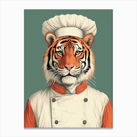 Tiger Illustrations Wearing A Chef Uniform 4 Canvas Print