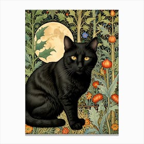 William Morris Black Cat In The Garden 1 Canvas Print