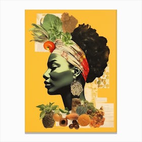 Afro Collage Portrait Yellow Canvas Print