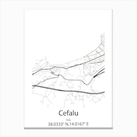 Cefalu,Italy Minimalist Map Canvas Print