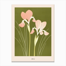 Pink & Green Iris 2 Flower Poster Canvas Print