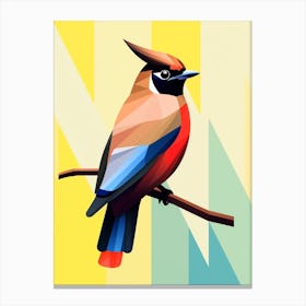 Colourful Geometric Bird Cedar Waxwing 4 Canvas Print