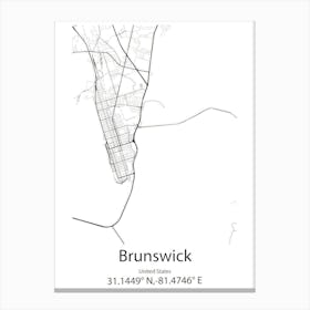 Brunswick,United States Minimalist Map 1 Canvas Print