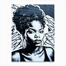 Graffiti Mural Of Beautiful Black Woman 4 Canvas Print