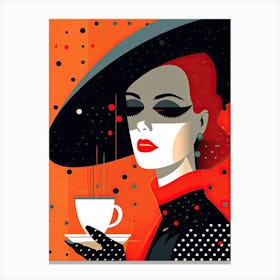 Lady With A Cup Of Tea Canvas Print