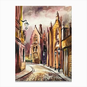 Watercolor Street Scenery Canvas Print