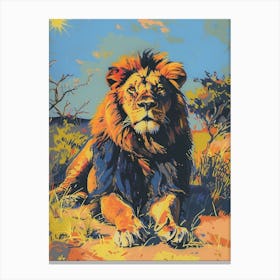 Southwest African Lion Resting In The Sun Fauvist Painting 1 Canvas Print
